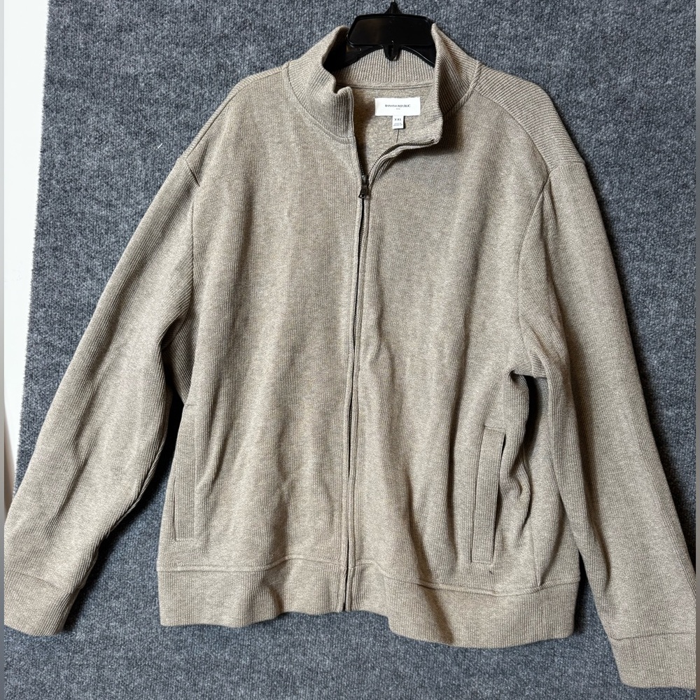 Banana Republic NEW Men’s Beige Knit Zip Up Jacket - Size XXL, NWT
